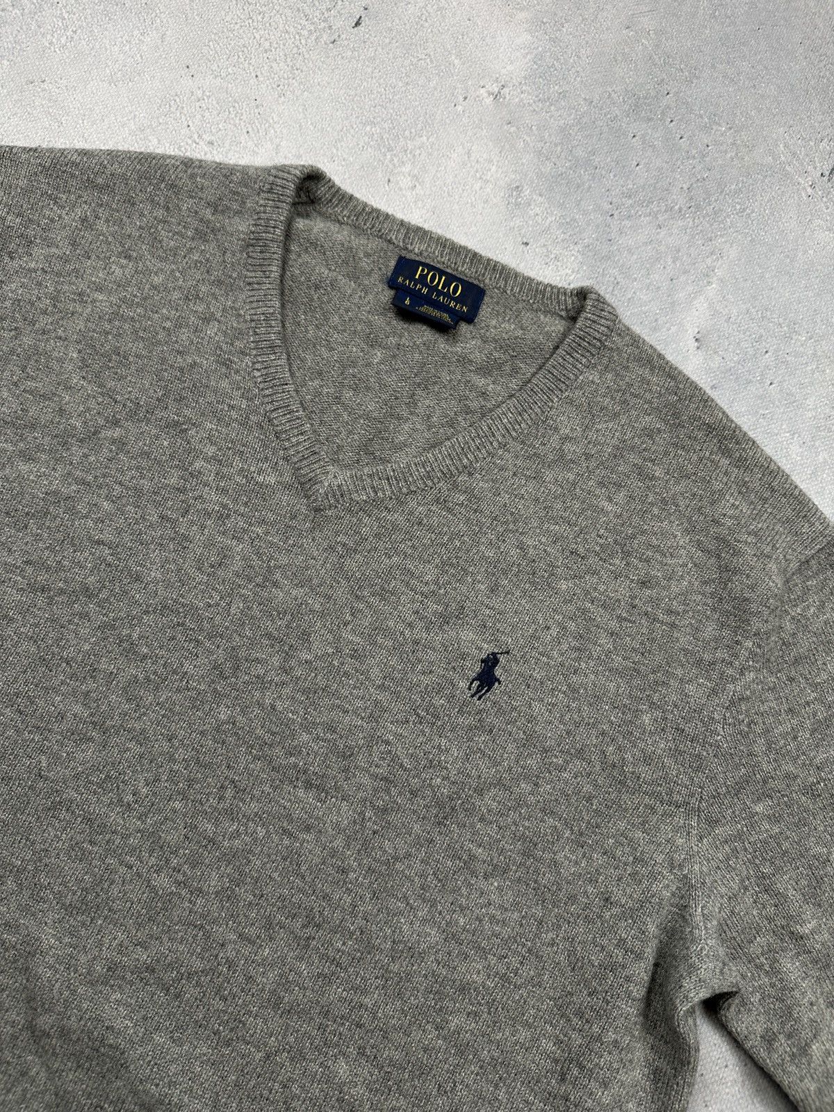 Polo Ralph Lauren Polo Ralph Lauren Grey V-neck Wool Sweater Italian Yarn 00s Size US L / EU 52-54 / 3 - 2 Thumbnail