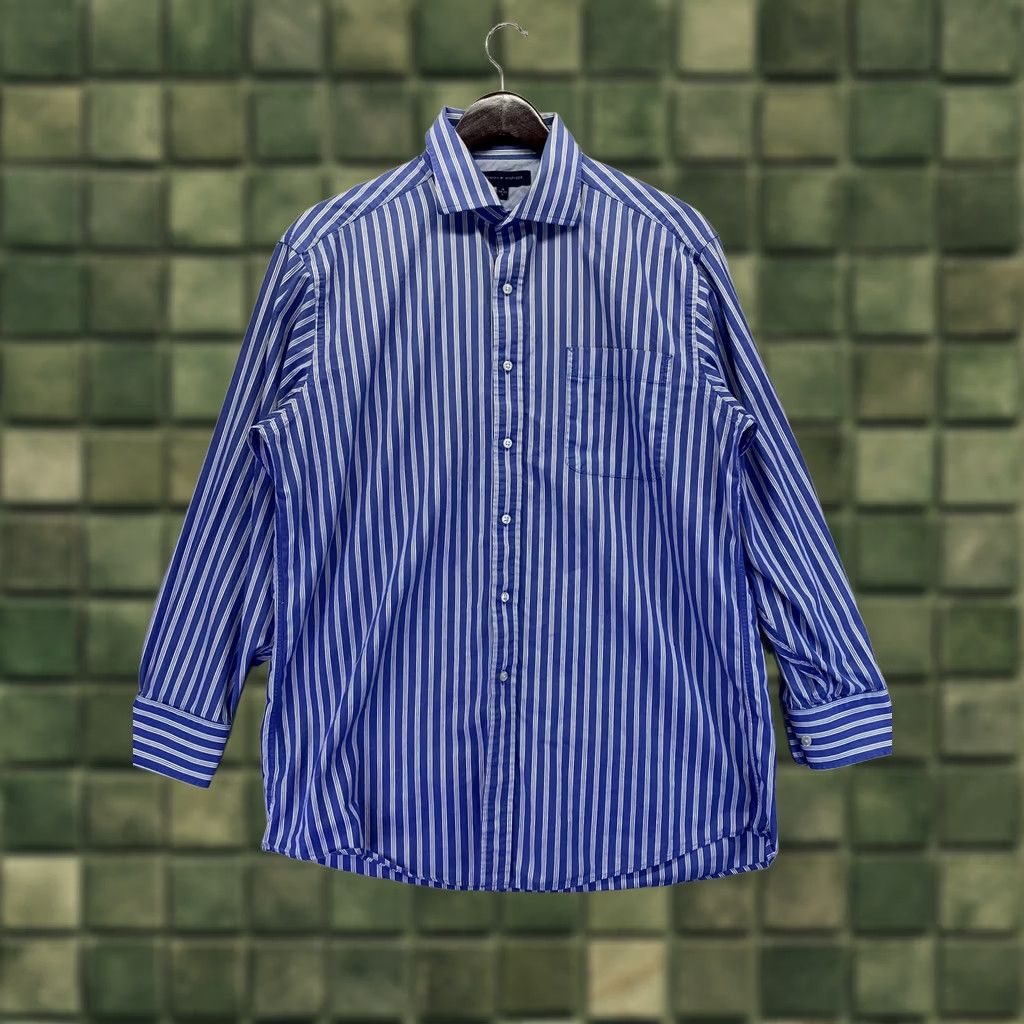 Tommy Hilfiger VINTAGE Tommy Hilfiger Mens Regular Fit Blue Striped Button Up Shirt Mens Sz L(16) -5802 Size US L / EU 52-54 / 3 - 1 Thumbnail