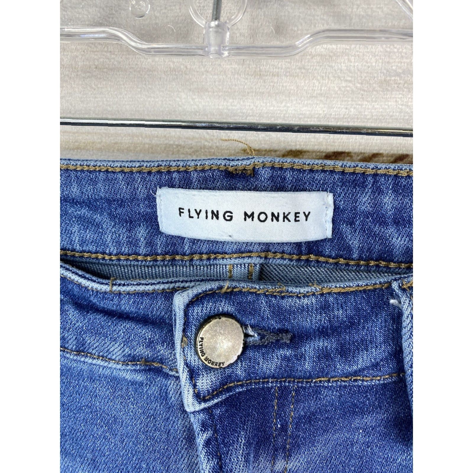 Vintage Flying Monkey Jeans Womens 29 Distressed Medium Wash High Rise Ankle Slit Back Jeans Size 29" - 3 Thumbnail