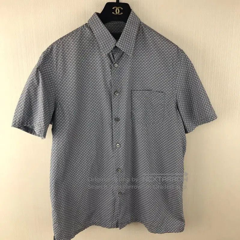 Prada Prada Blue Cotton Short Sleeve Shirt. Size US M / EU 48-50 / 2 - 1 Thumbnail