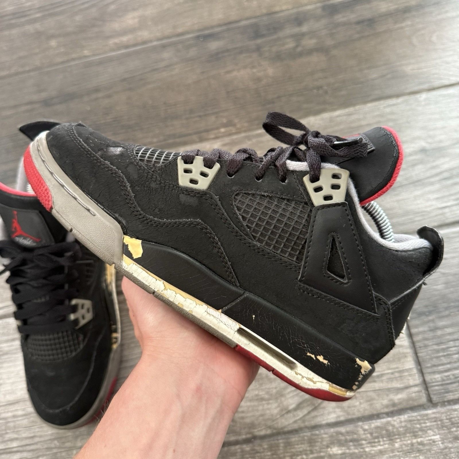 Jordan Brand 2012 AIR JORDAN 4 AJR 'BRED' BLACK CEMENT RED RETRO 408452-0 Size US 5 / EU 37 - 4 Thumbnail