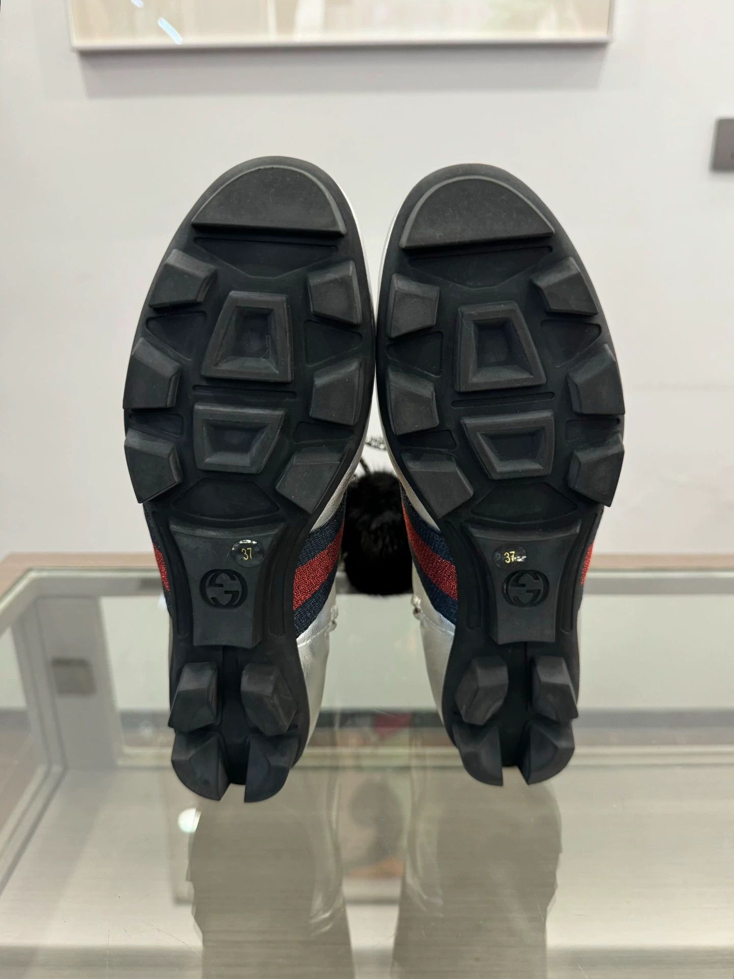 Gucci Gucci black pom-pom openwork lace-up high-top boots, Size US 6.5 / IT 36.5 - 8 Thumbnail