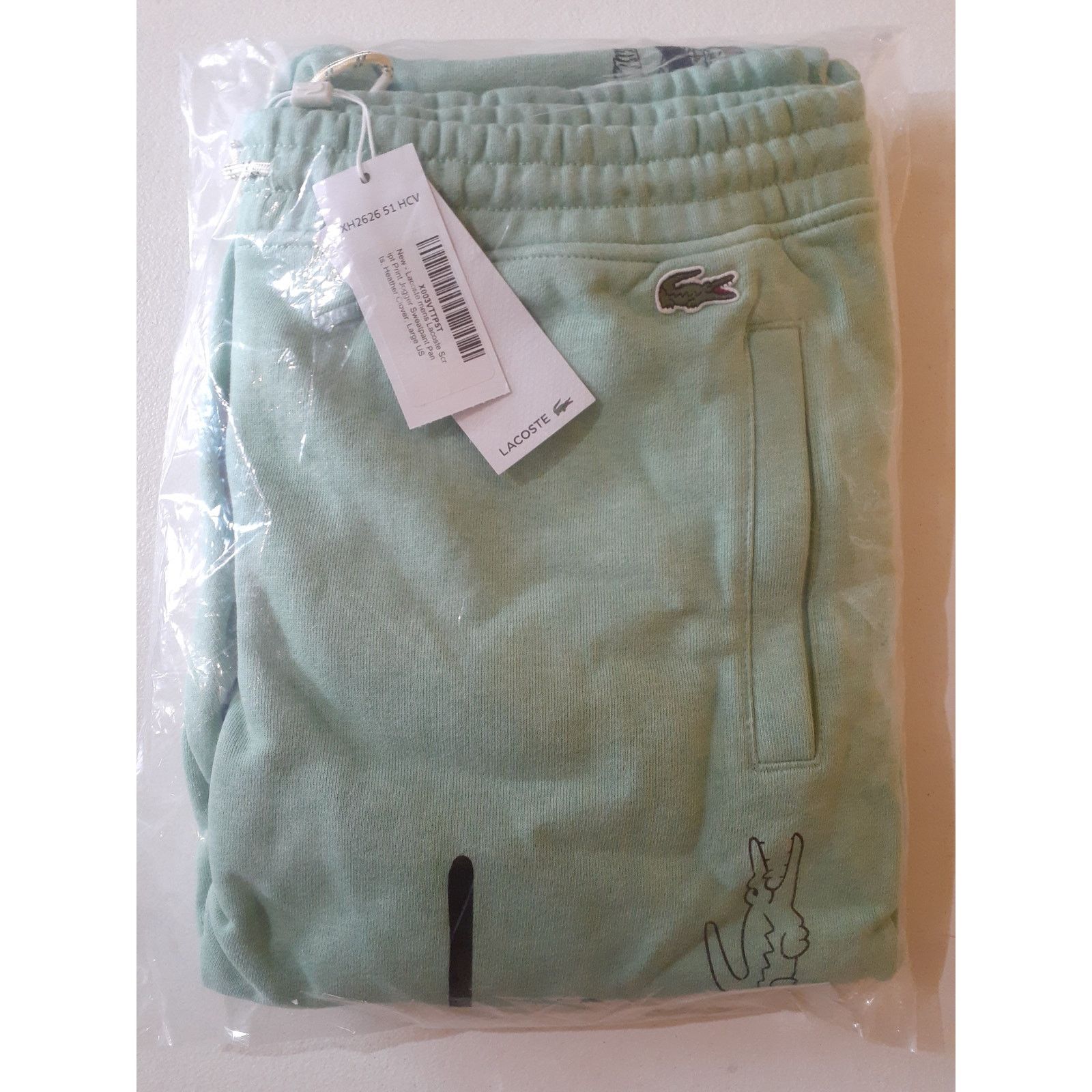 Lacoste Lacoste Mens Signature & Crocodile Cotton Fleece Pants L Size US 34 / EU 50 - 2 Thumbnail