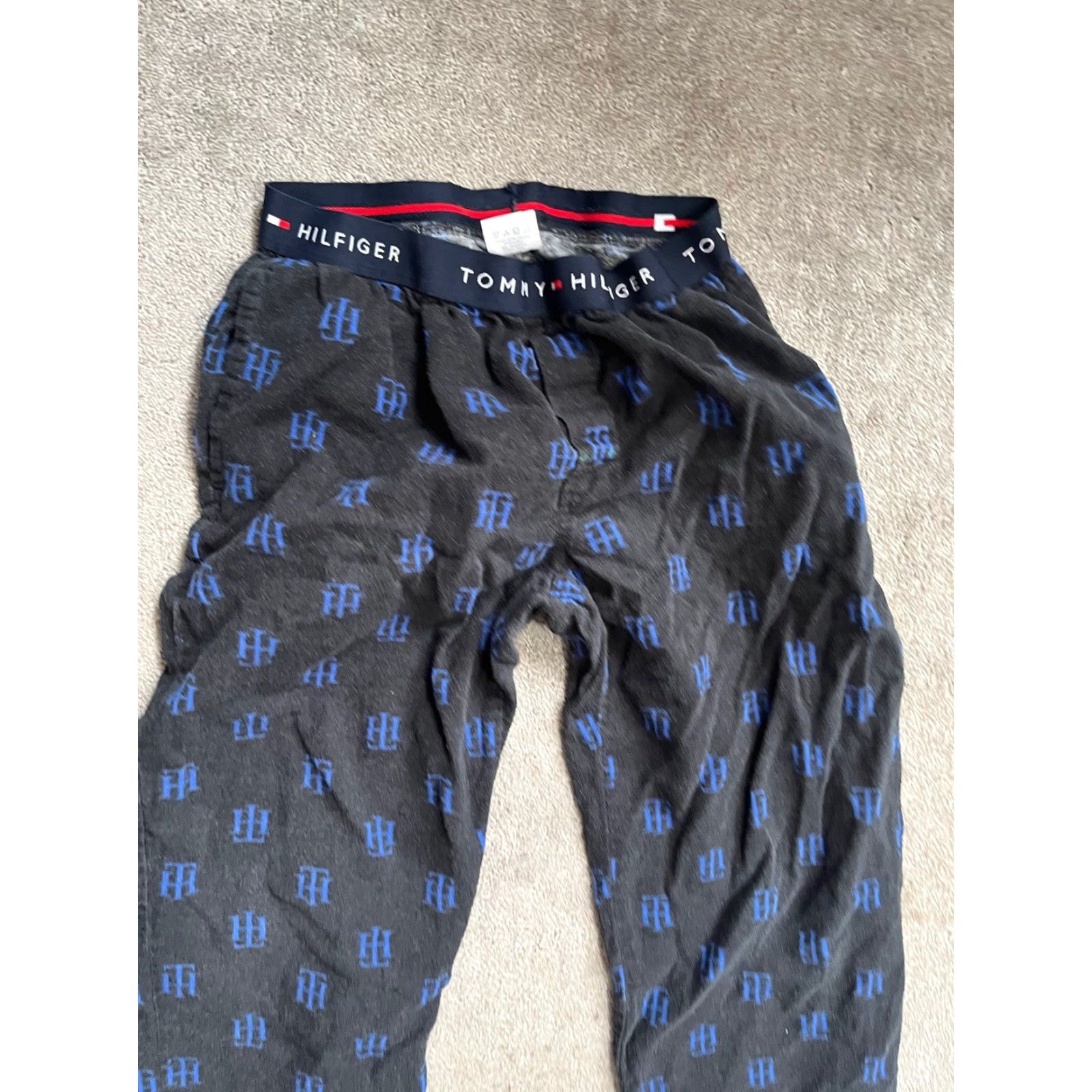 Tommy Hilfiger Tommy Hilfiger Men’s Black Pajama Pants Logo Distressed Lounge Design Size US 29 - 2 Thumbnail