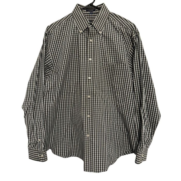 Izod Izod Men's Shirt Large Gray White Check Cotton Long Sleeves Grailed