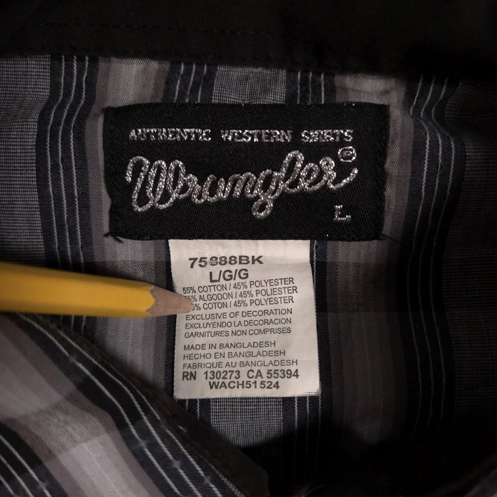 Wrangler Wrangler Shirt Mens Large Gray Black Plaid Western Snap Pearl Pockets Cowboy Size US L / EU 52-54 / 3 - 6 Thumbnail