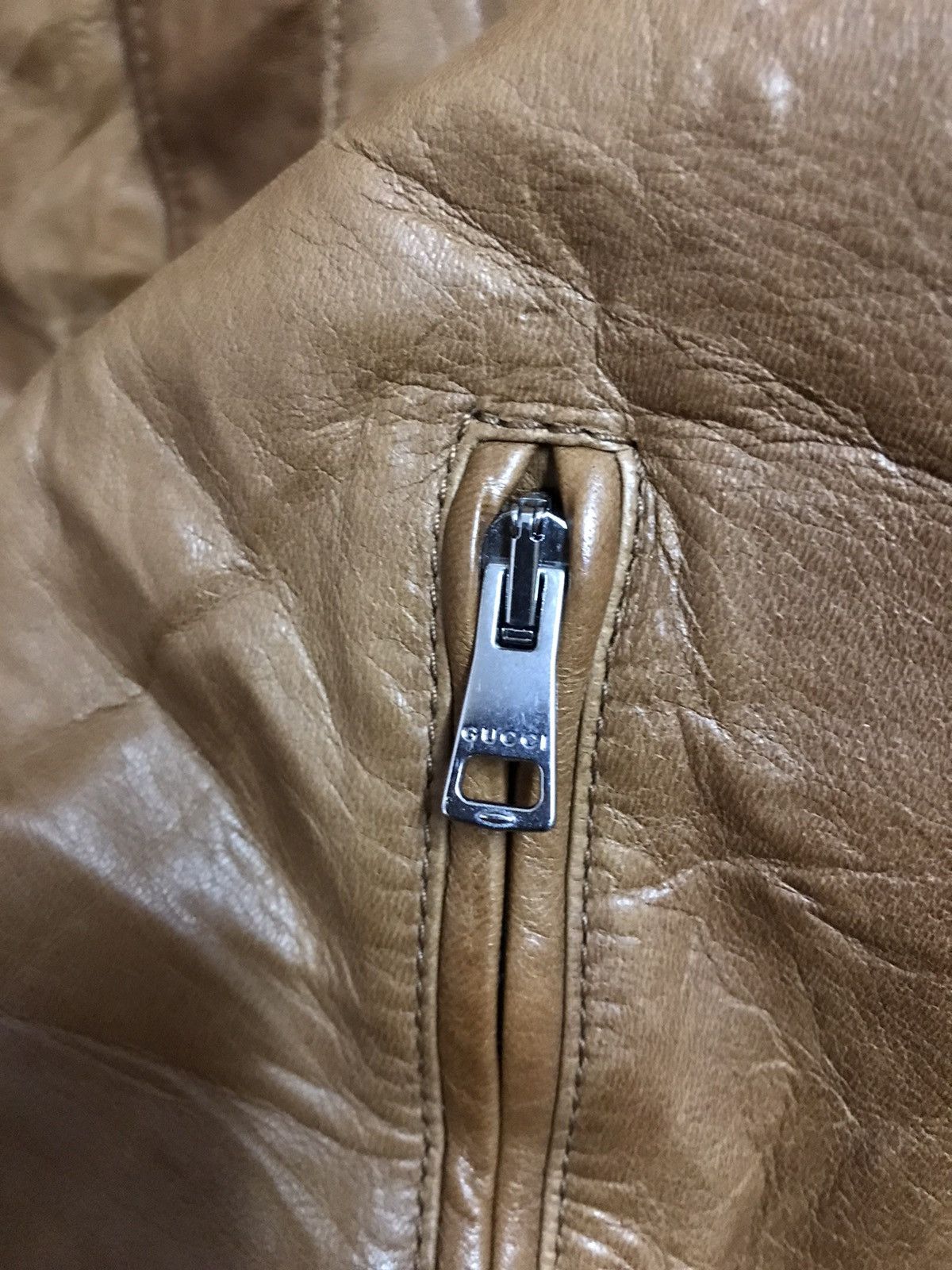 Gucci Authentic Gucci Brown Leather knittes Slevee Long Jacket Size US M / EU 48-50 / 2 - 7 Thumbnail