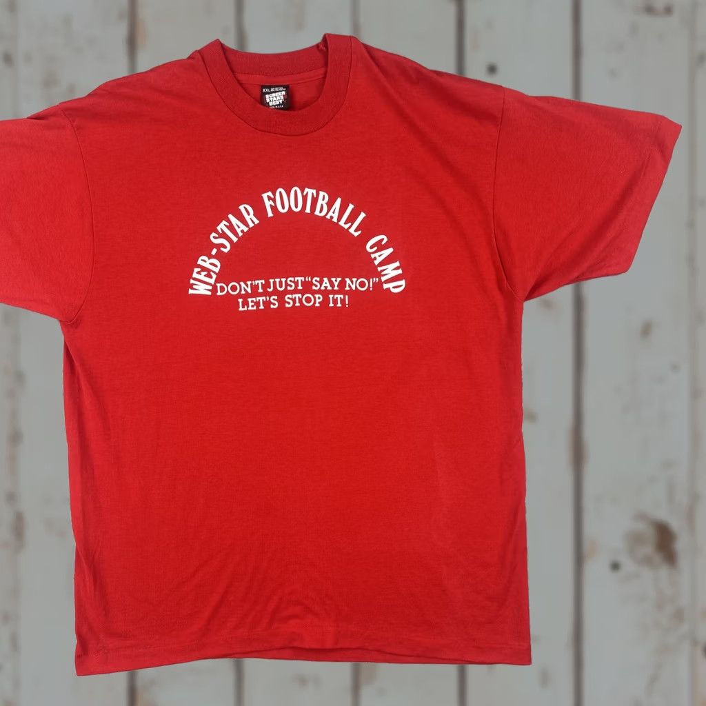 Vintage VINTAGE Screen Stars XXL Red Single Stitch Shirt Men 2XL Crew Neck Short Sleeve Cotton Knit Rock Camp Size US XXL / EU 58 / 5 - 1 Thumbnail
