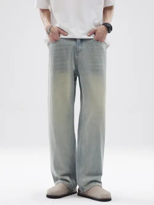 Japanese Brand American retro light color cleanfit washed distressed jeans Size US 32 / EU 48 - 1 Thumbnail