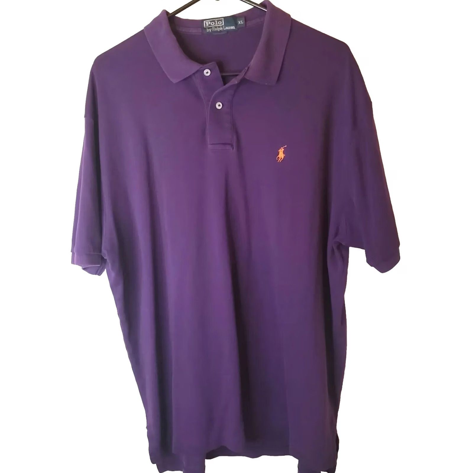 Polo Ralph Lauren Polo Ralph Lauren Polo Shirt Men XL Purple Orange Pony Clemson Tigers 2 Button Knit Crew Neck Short Sleeve Vintage? Size US XL / EU 56 / 4 - 2 Thumbnail