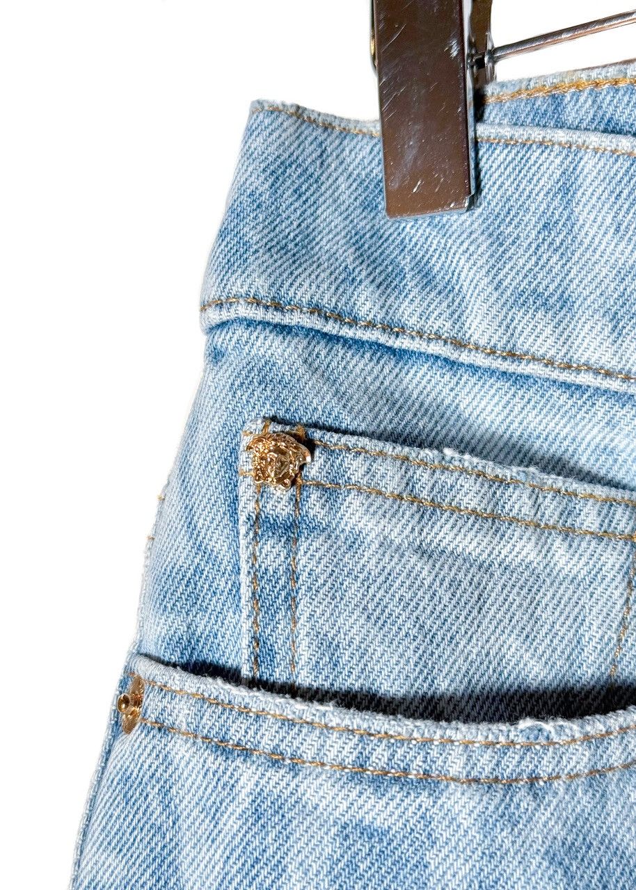Versace Versace Washed Light Blue All Over Logo Jeans Size US 29 - 4 Thumbnail