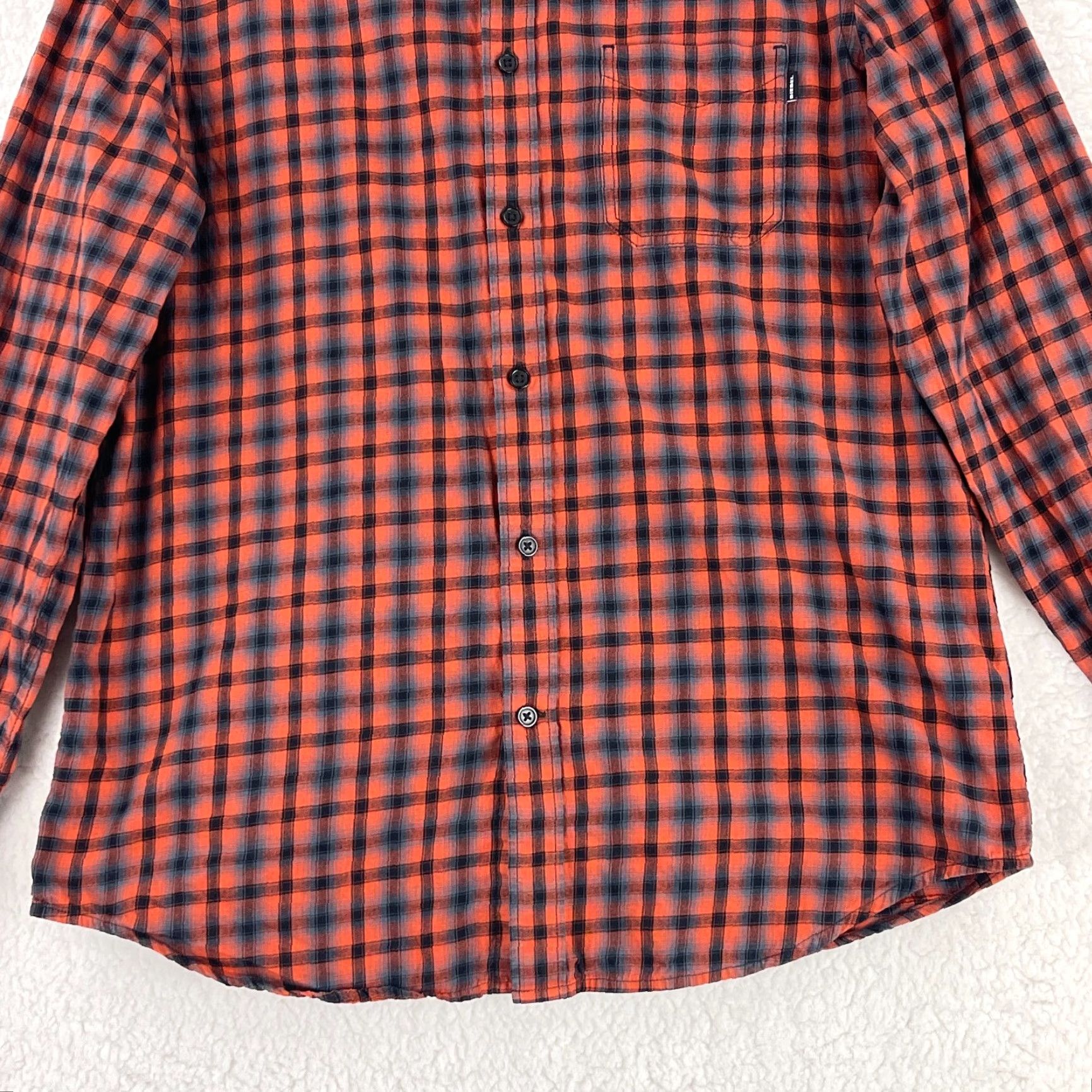 Diesel Diesel Button-Up Shirt Mens Large Orange Plaid Long Sleeve 100% Cotton Size US L / EU 52-54 / 3 - 5 Thumbnail