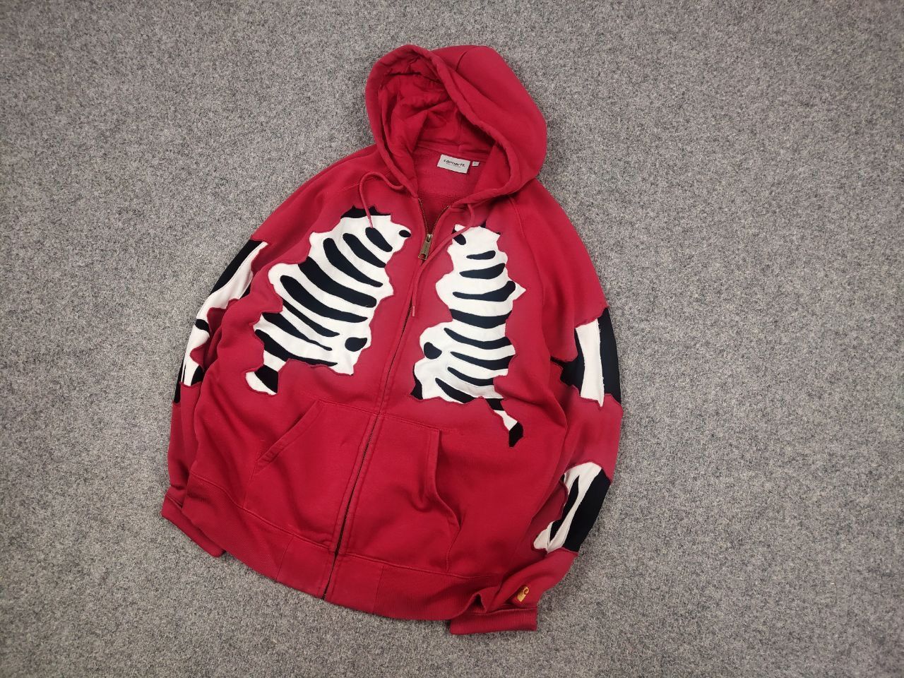 Carhartt Vintage Carhartt Skeleton Red Fit Zip hooded chase jacket Size US L / EU 52-54 / 3 - 3 Thumbnail