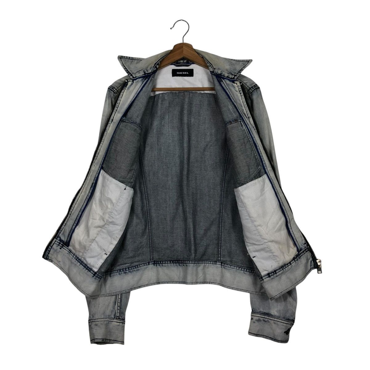 Diesel 🔥VINTAGE DENIM BIKER JACKET DIESEL ACID WASH DESIGN Size US M / EU 48-50 / 2 - 15 Thumbnail