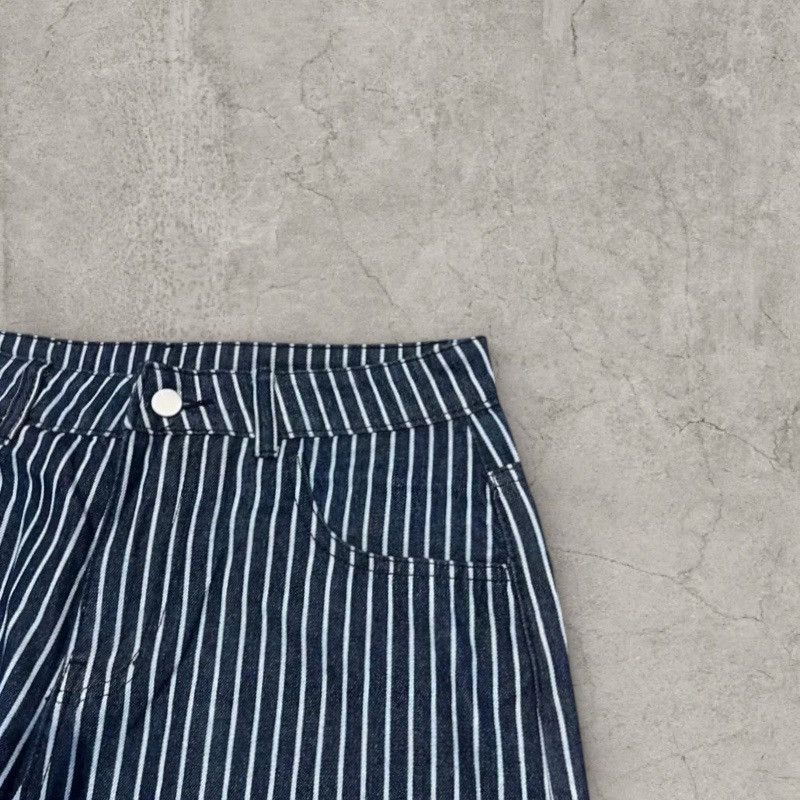 Japanese Brand Cool wide skater Japanese style jeans in stripe blue. Size L Size US 34 / EU 50 - 2 Thumbnail