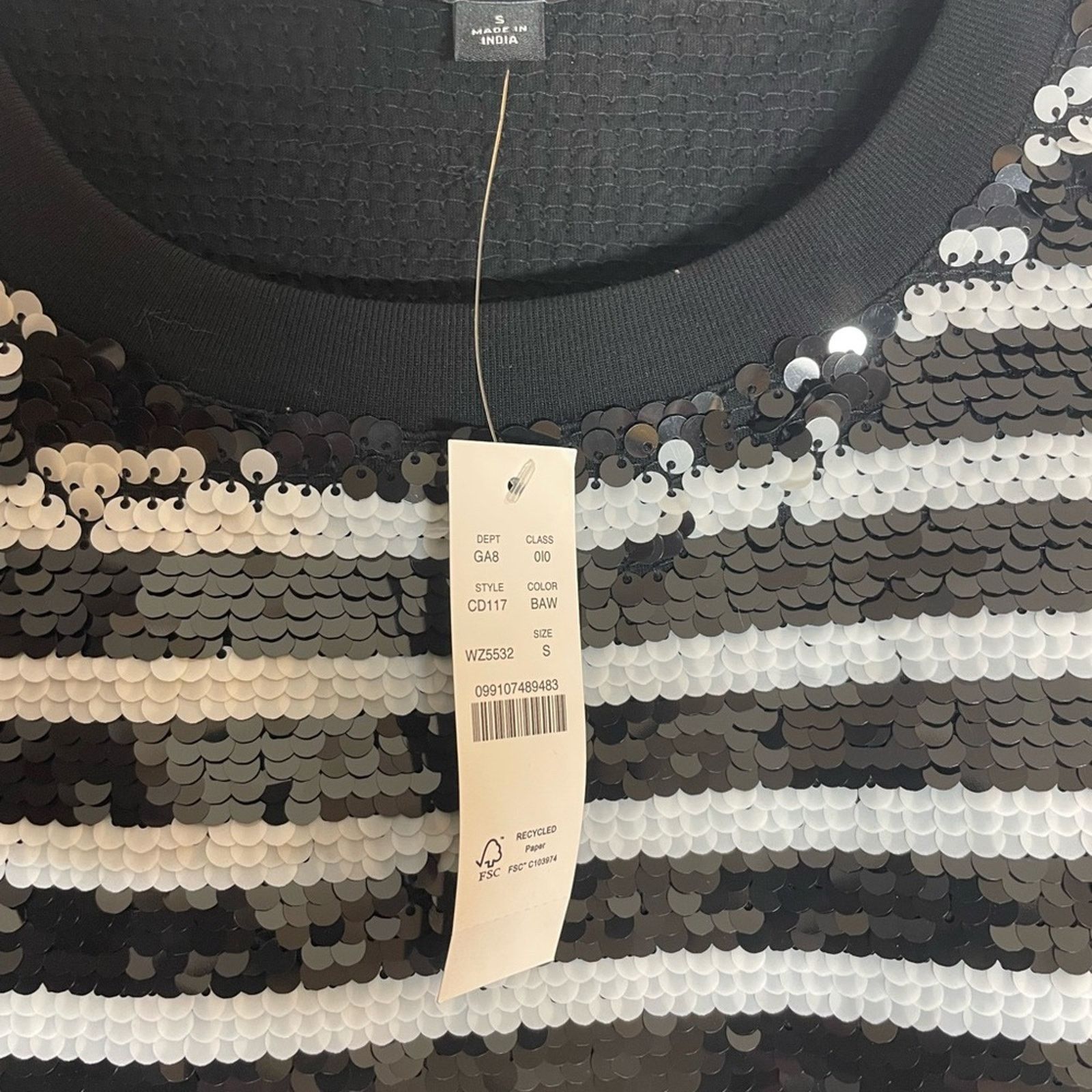 J.Crew NWT J. Crew Monochrome Sequin Stripe Top Size S / US 4 / IT 40 - 3 Thumbnail