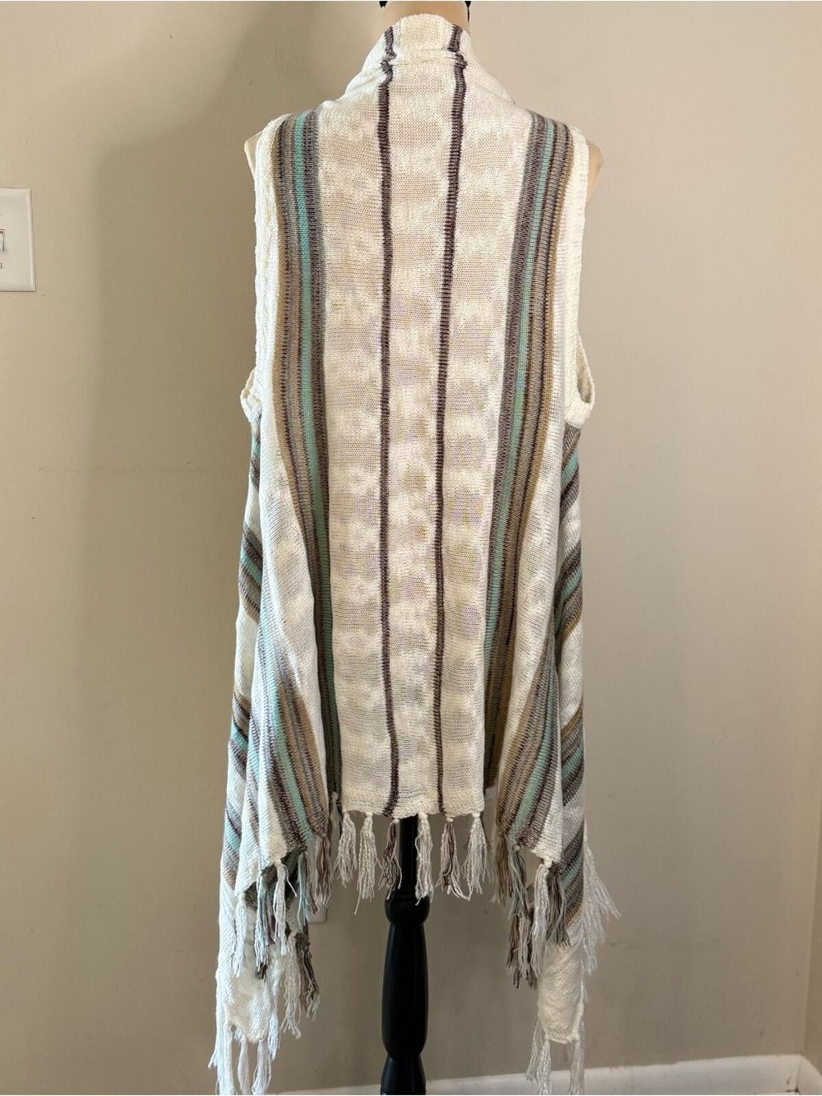 Other Grace & Emma long line knit cardiga fringe boho stripes M/L Size M / US 6-8 / IT 42-44 - 4 Thumbnail