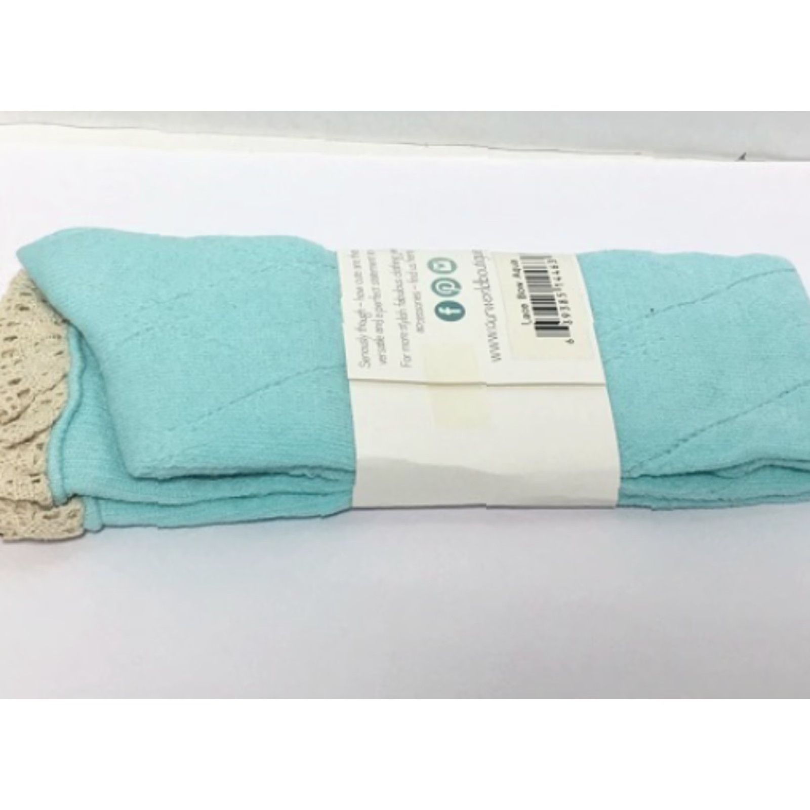 AQUA WOMEN'S LACE BOOT SOCKS with BOW, AQUA, One Size, Crochet Style, Our World Boutique Size US 4 / IT 34 - 4 Thumbnail