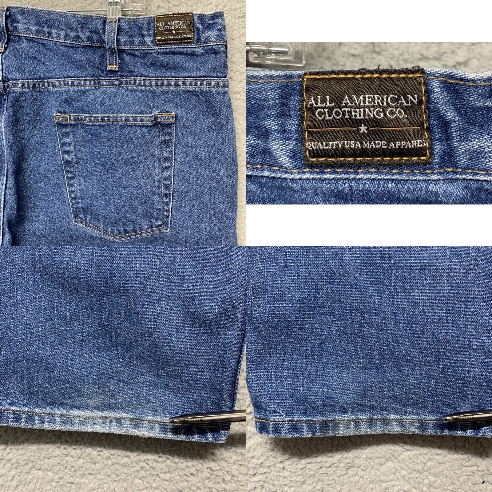 Vintage All American Jeans Men's 44x30 Denim Dark Wash 5-Pocket Straight Regular Fit USA Made Belt Loops 46x30 46x30? Size US 44 / EU 60 - 8 Thumbnail