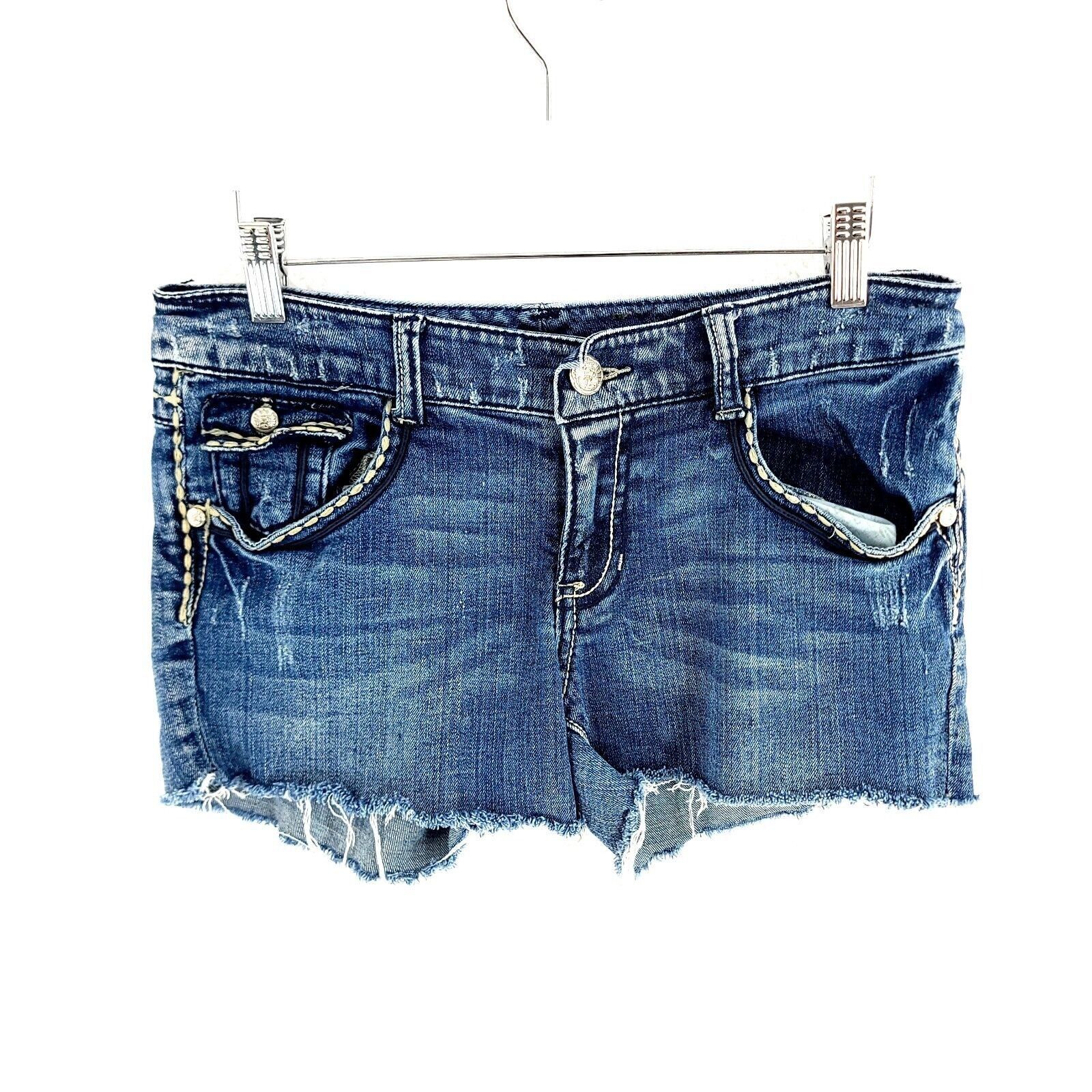 Seven 7 Seven7 Cutt-Off Jean Denim Shorts Blue Low Rise 31" Waist 3" Size 31" - 1 Thumbnail