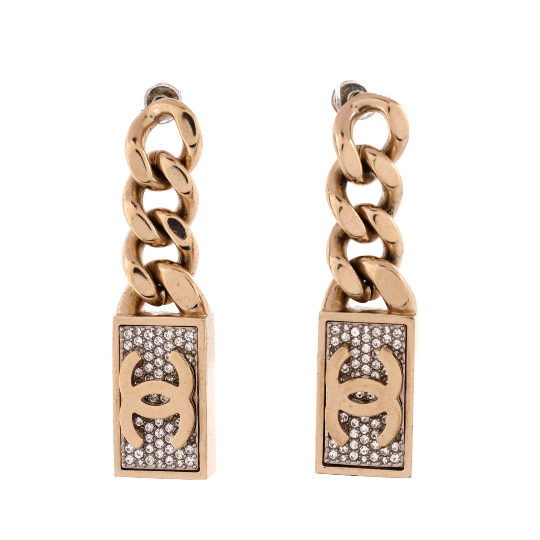 Chanel CC Dog Tag Charm Drop Earrings Size ONE SIZE - 1 Thumbnail