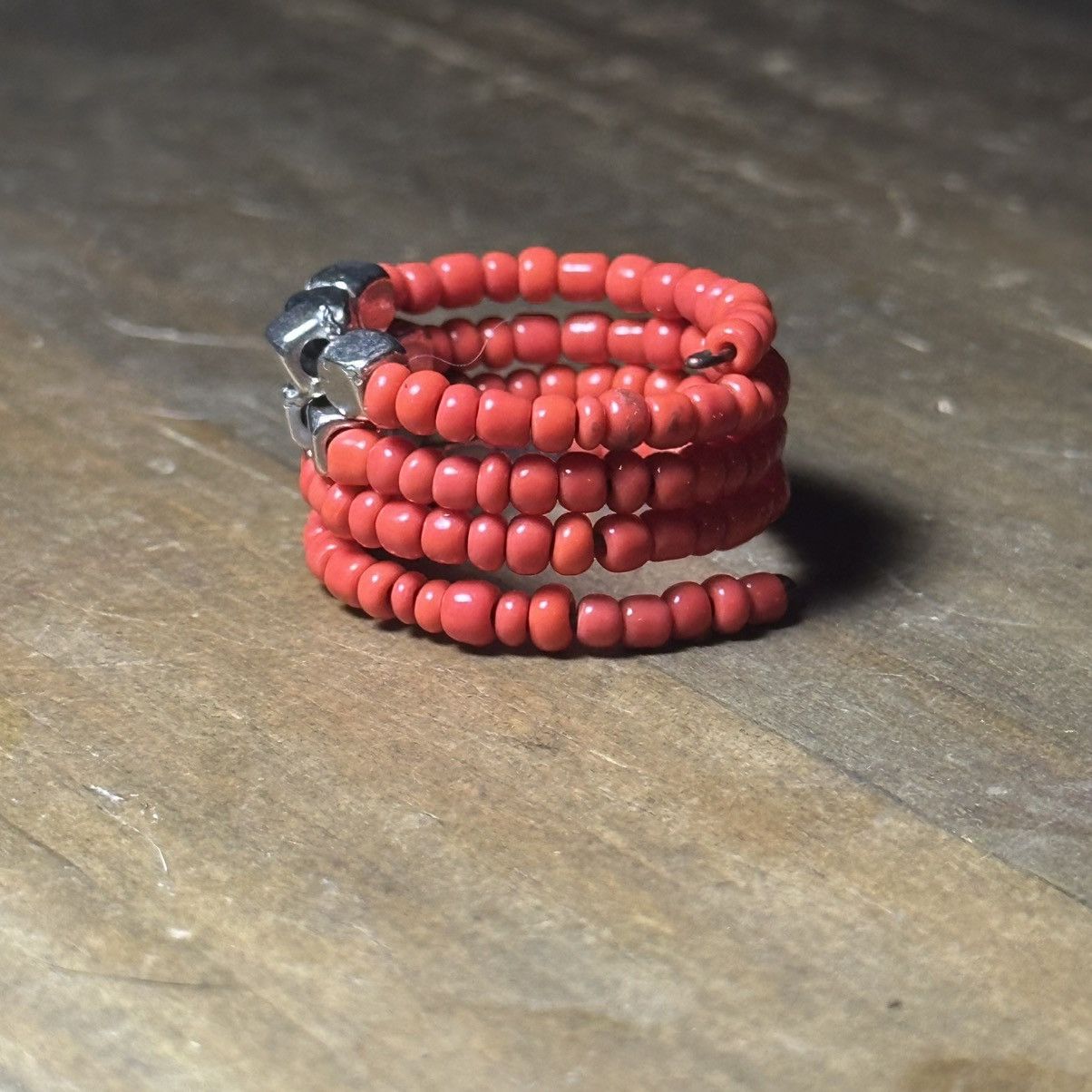 Other Coral and silver beaded wrap ring Size ONE SIZE - 7 Thumbnail