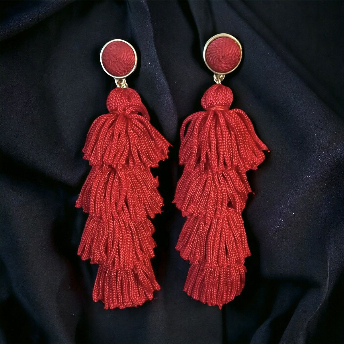 Other Funky red tiered tassel earrings Size ONE SIZE - 1 Thumbnail