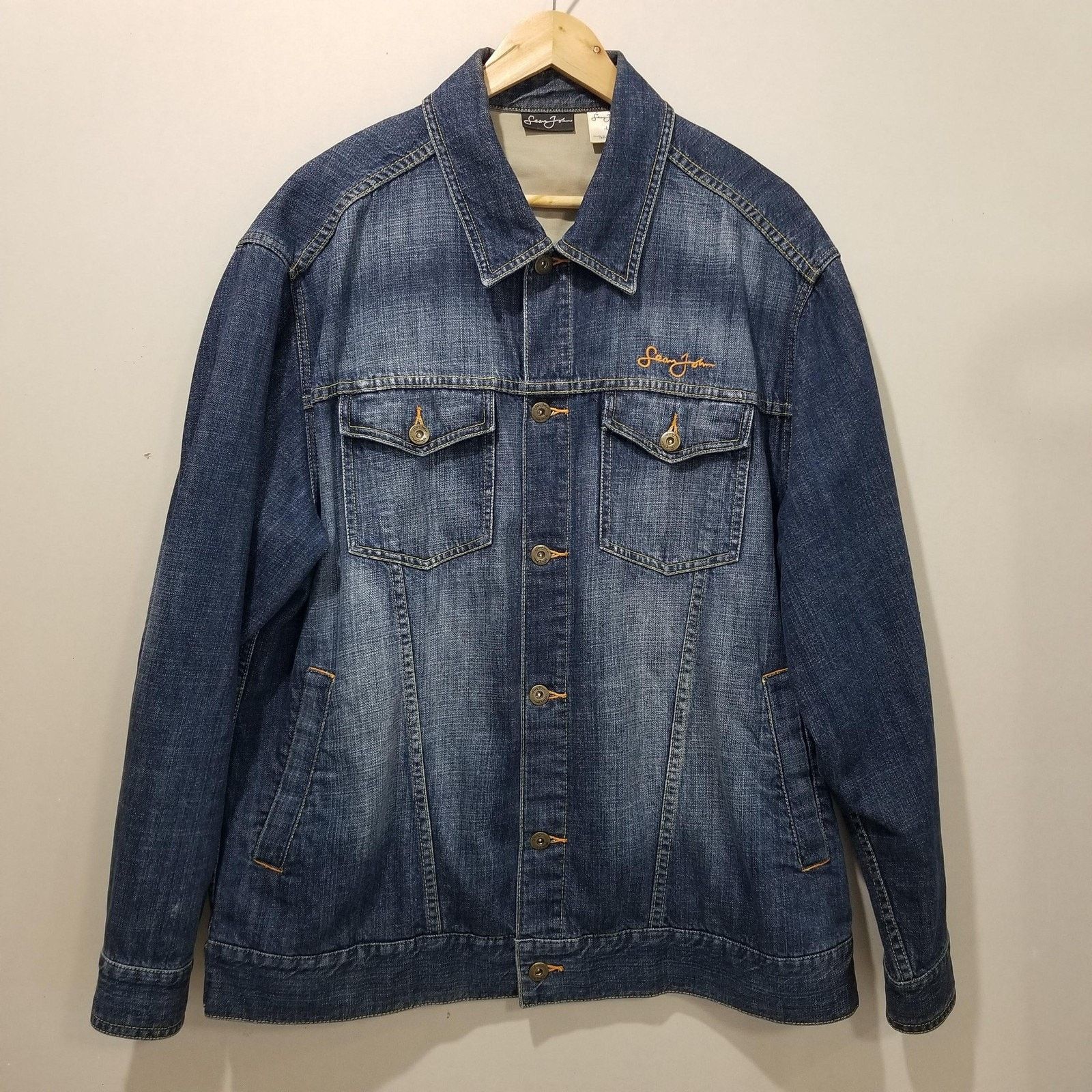 Sean John Sean John Jacket Mens Large Blue Denim Trucker Embroidered Size US L / EU 52-54 / 3 - 11 Thumbnail