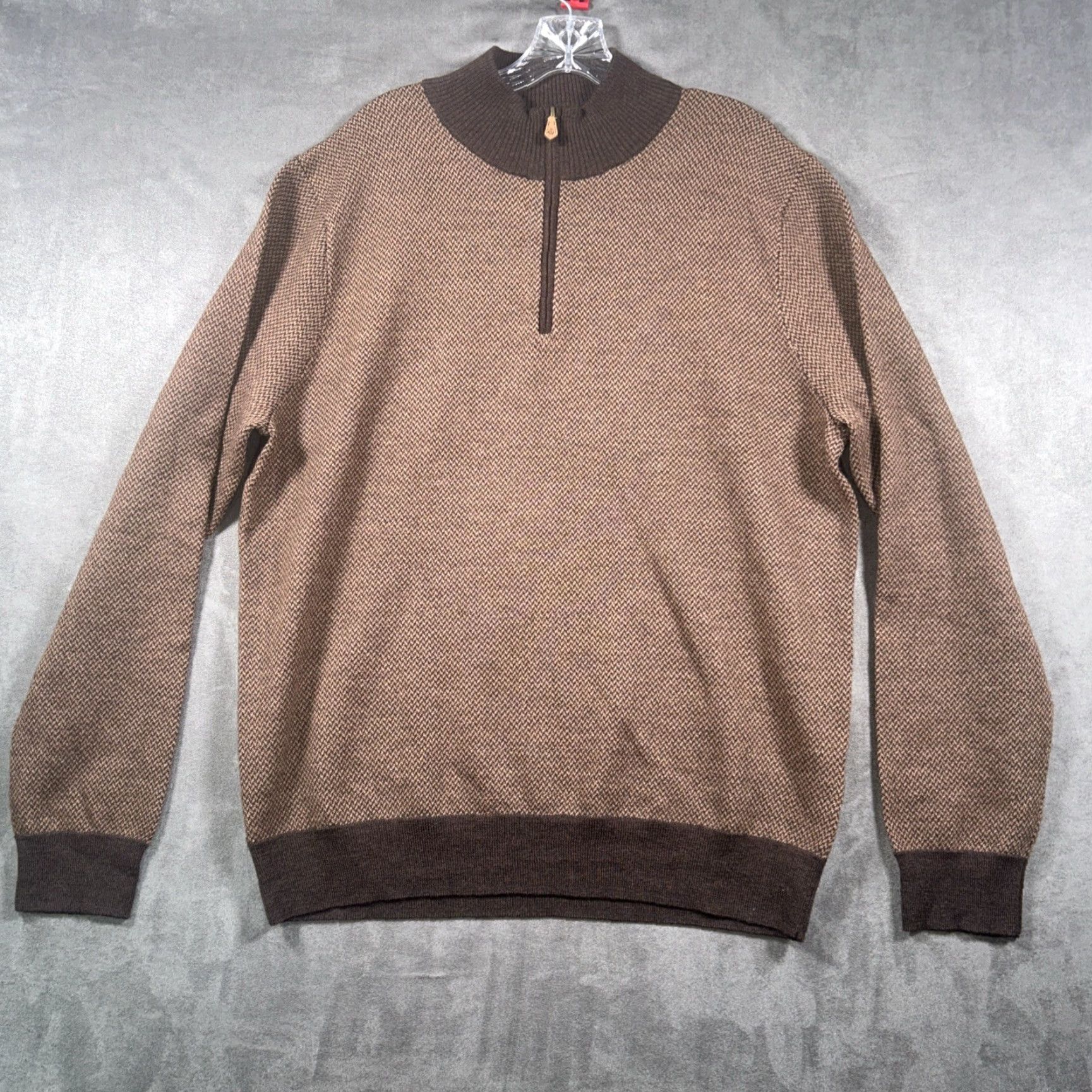 Brooks Brothers Brooks Brothers Sweater 1/4 Zip XL Mens Knit Wool Brown Pullover Regular 100% Merino Lightweight Office Business Casual Workwear Italian Size US XL / EU 56 / 4 - 2 Thumbnail