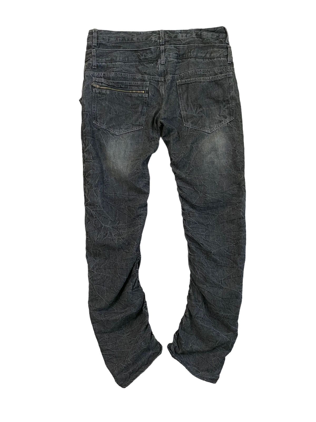 Japanese Brand Japan Denim Black Acid Wash Double Waist Stacked Denim Jeans Size US 35 - 2 Thumbnail