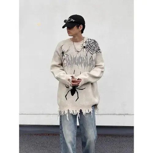 Aran Isles Knitwear × Japanese Brand Vintage Spider Graphic O-Neck Sweater Size US M / EU 48-50 / 2 - 3 Thumbnail