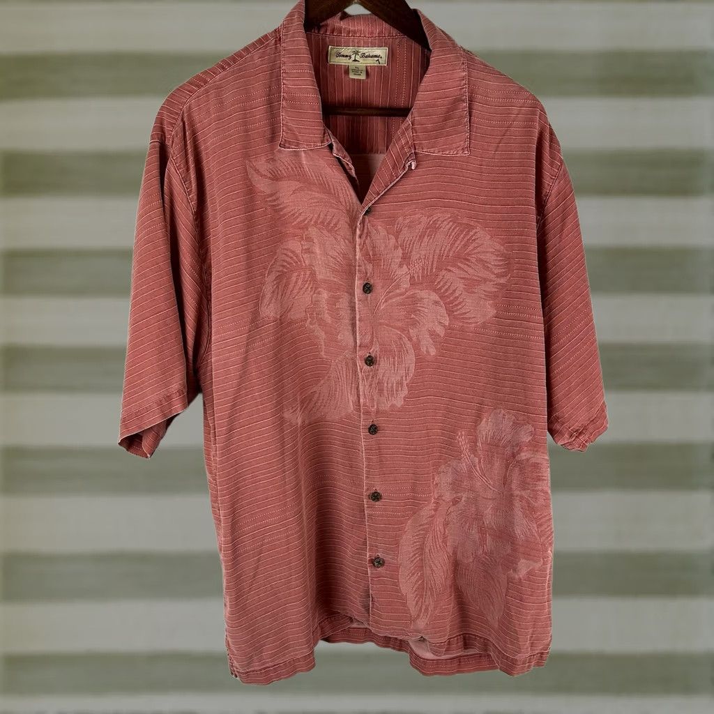 Tommy Bahama Tommy Bahama Shirt Mens XL Silk Pink Floral Print Hawaiian Beach Tropical 100% Silk Short Sleeve Button-Up Size US XL / EU 56 / 4 - 1 Thumbnail