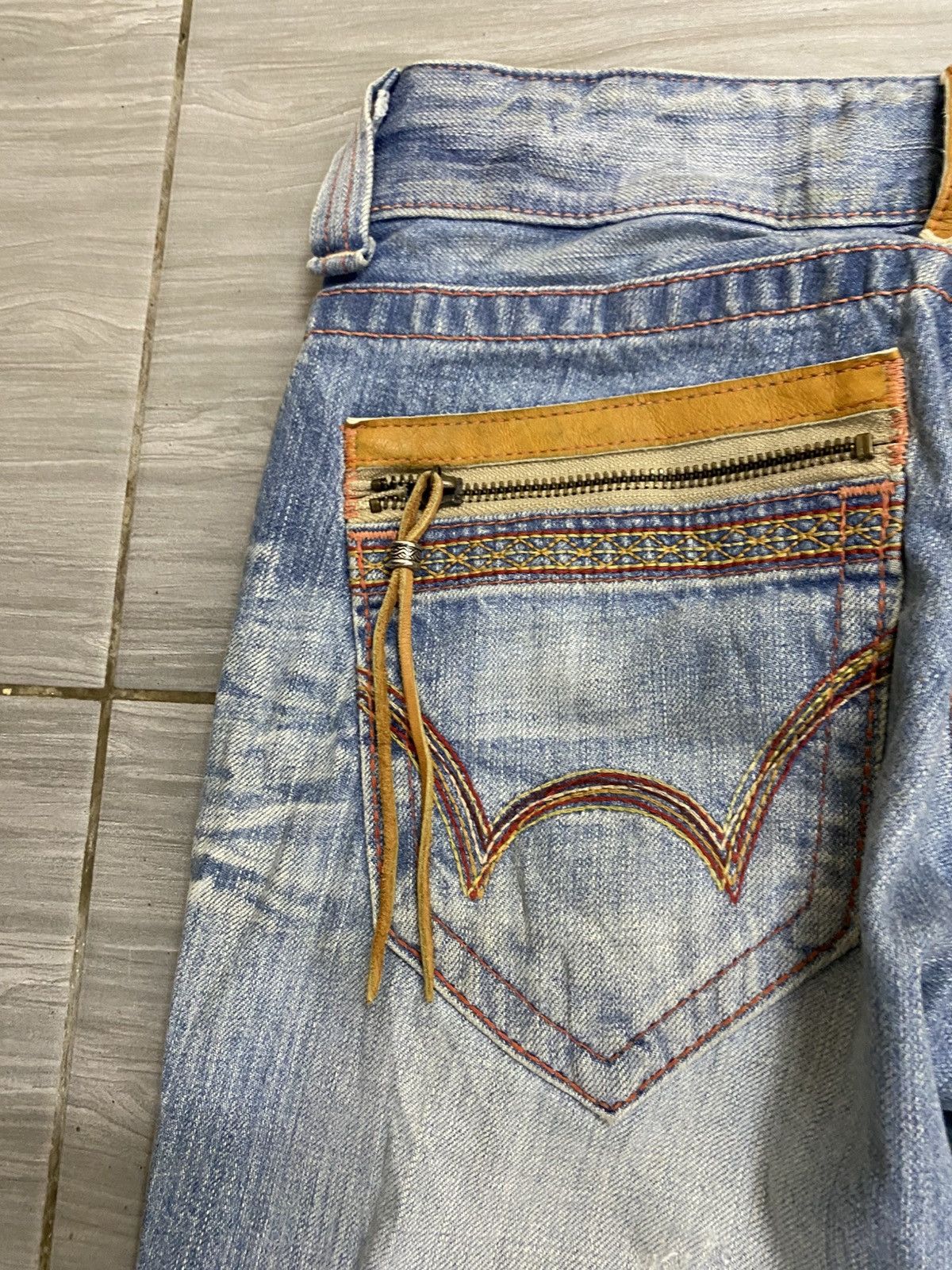 Edwin Edwin Japan Blue Trip Distressed Denim Jeans Aztec Size 28" / US 6 / IT 42 - 9 Thumbnail