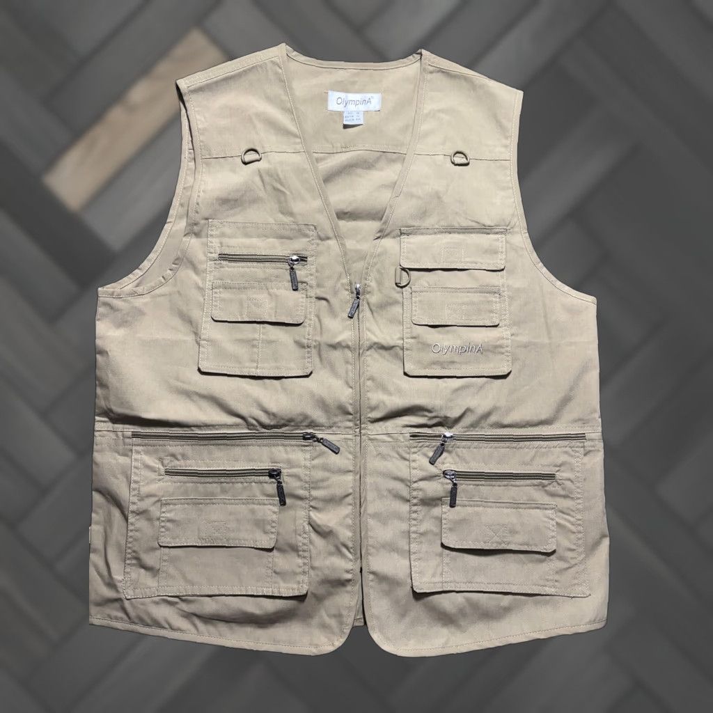 Vintage Olympina Vest Mens XL Khaki Multi Pocket Fishing Photography Travel Outdoor Vest Size US XL / EU 56 / 4 - 1 Thumbnail
