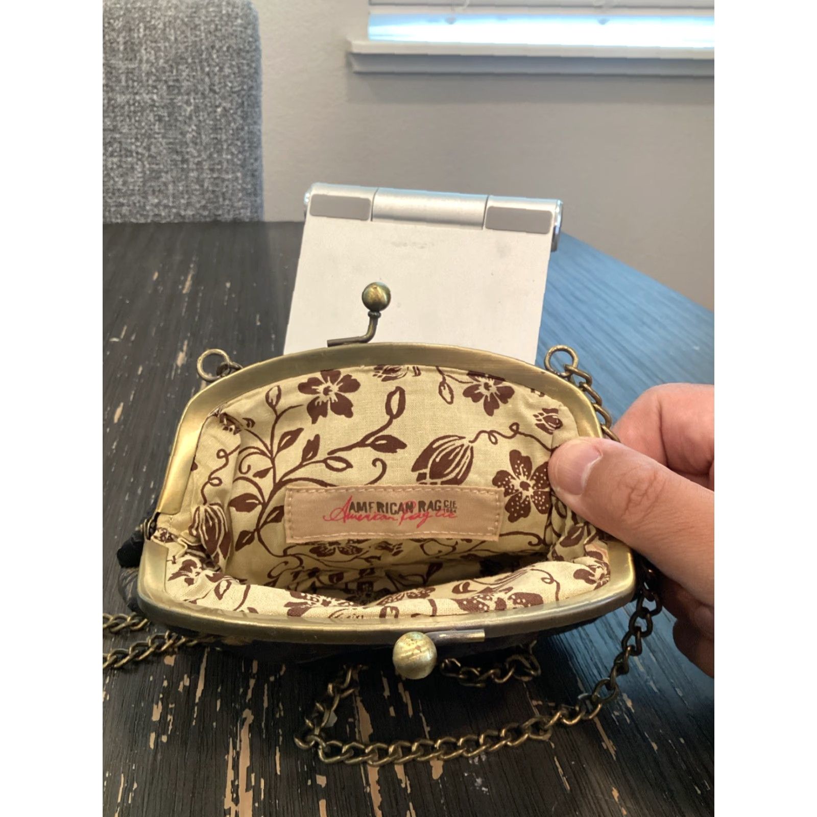 Vintage VINTAGE American Rag Crossbody Bag Purse Small Gold Bronze Faux Leather 1984 Womens Small Gold Bronze Hardware Latch Bag Size ONE SIZE - 4 Thumbnail