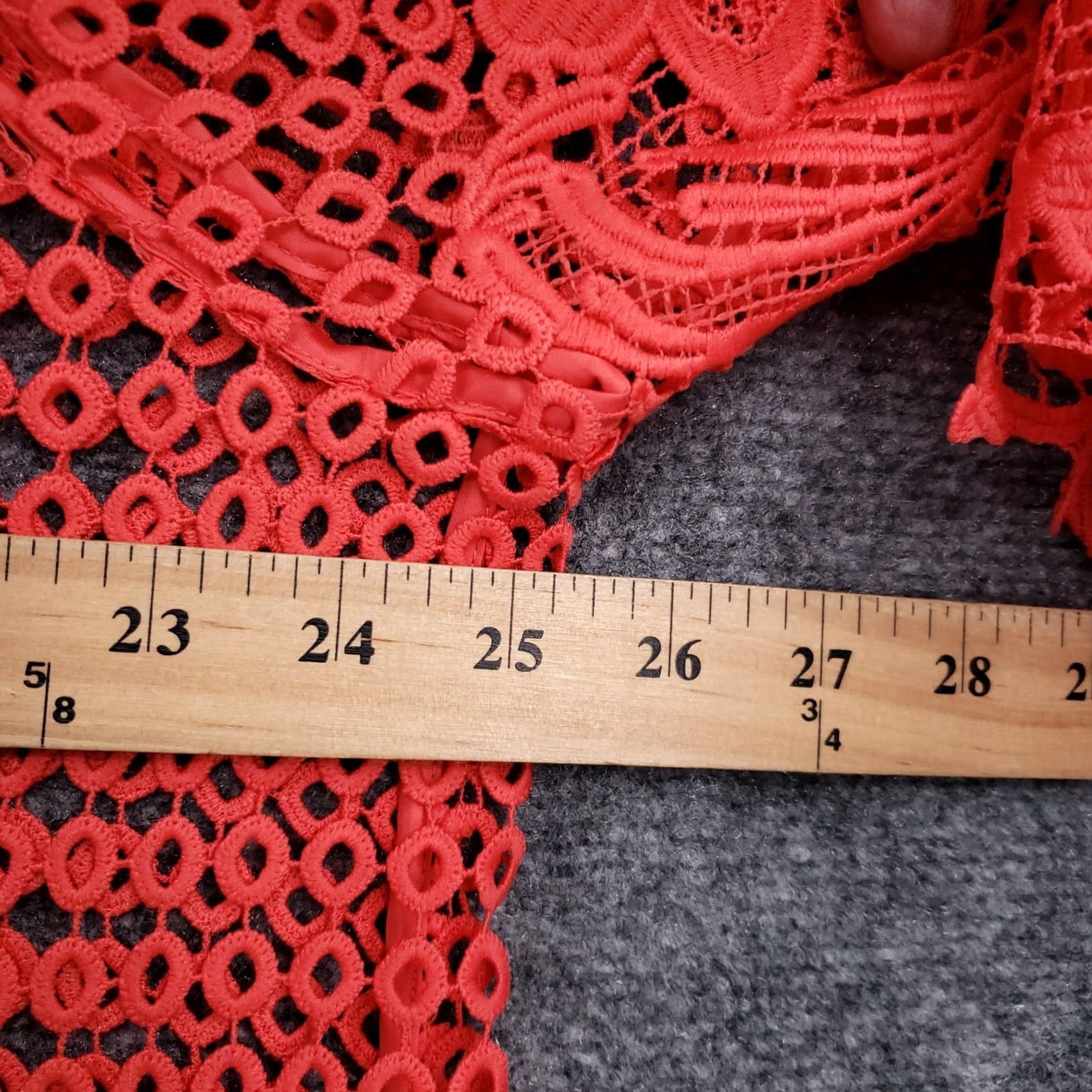 Vintage Catherines Cardigan Womens 16W Red Women Plus Tunic Crochet Lace Sleeve Boho Size XXL / US 16-18 / IT 52-54 - 5 Thumbnail