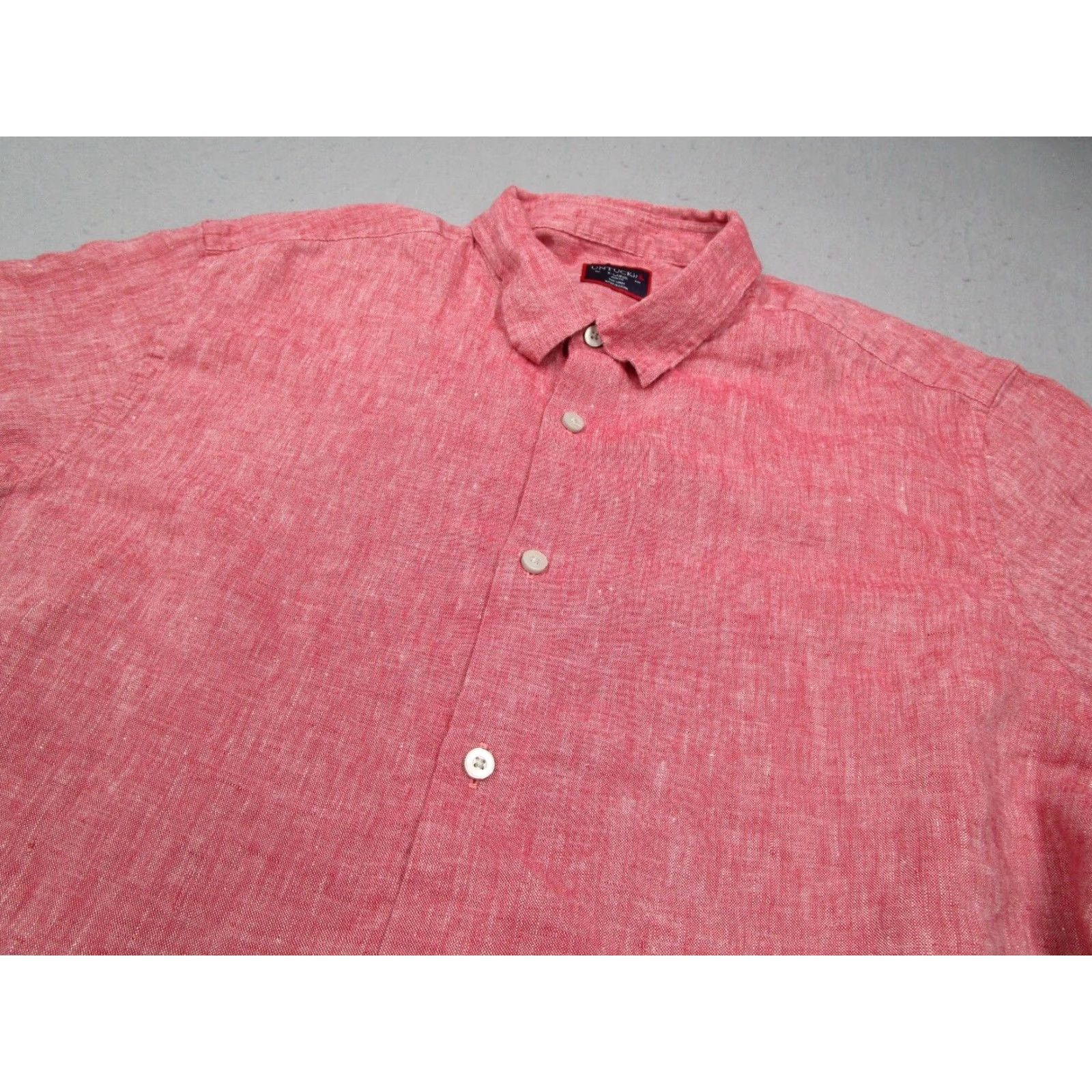 UNTUCKit Untuckit Mens Slim Fit Linen Shirt Extra Large XL Red Certan De May Size US XL / EU 56 / 4 - 2 Thumbnail