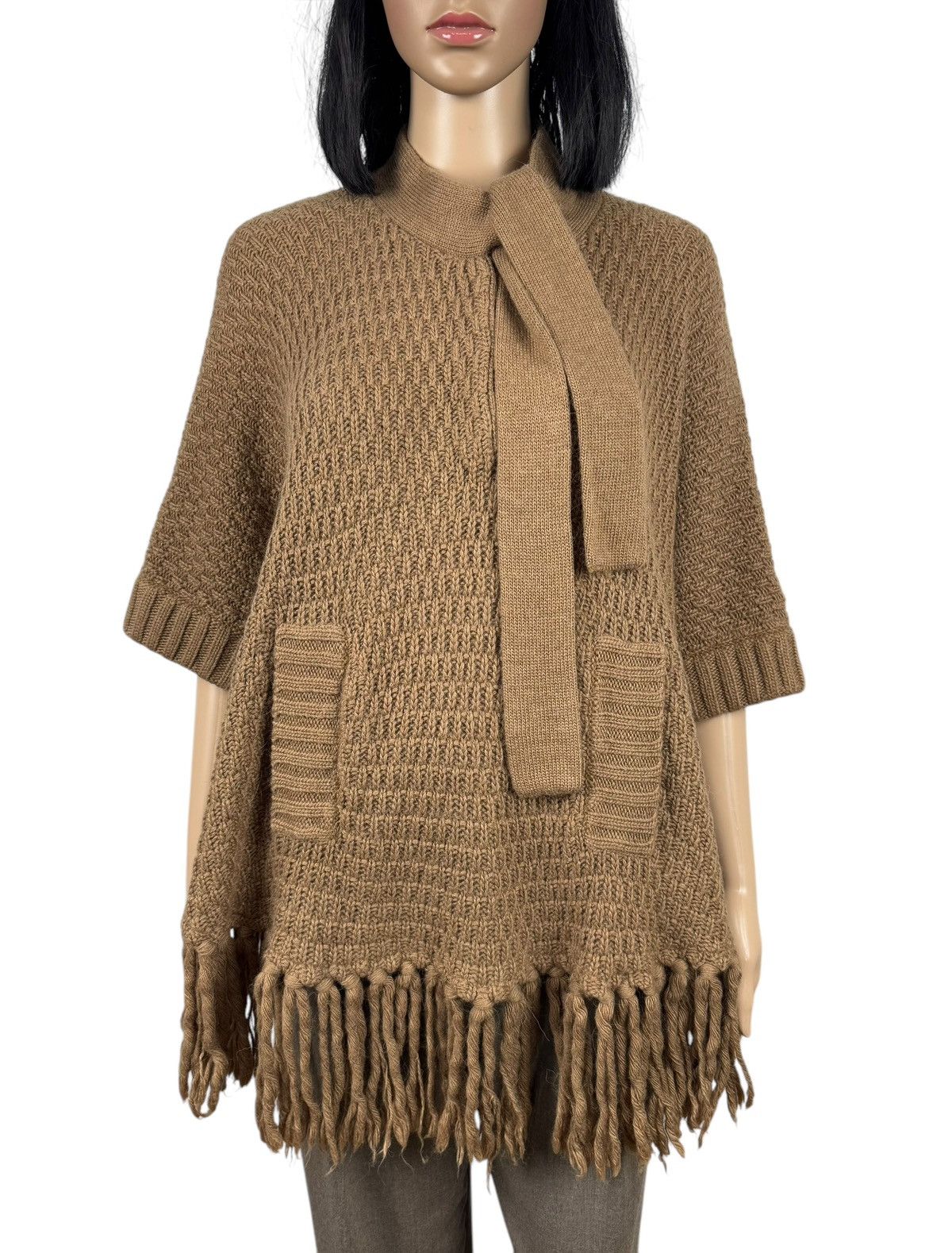 Designer Manoush Fringed Knit Ponco Jacket size M Size M / US 6-8 / IT 42-44 - 3 Thumbnail