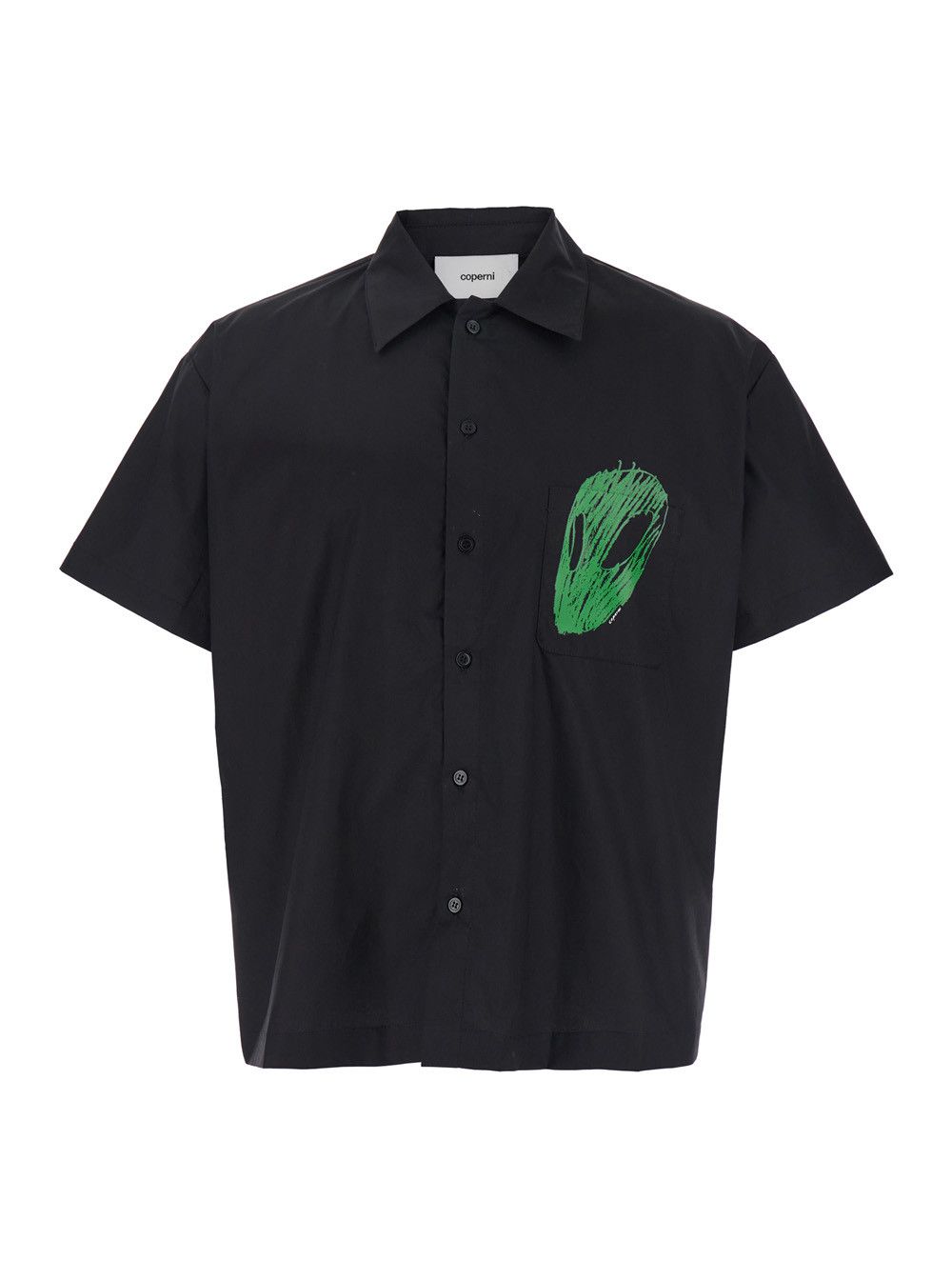 Coperni Black Shirt with Classic Collar and Print on the Front in Cotton Man Size US L / EU 52-54 / 3 - 1 Thumbnail