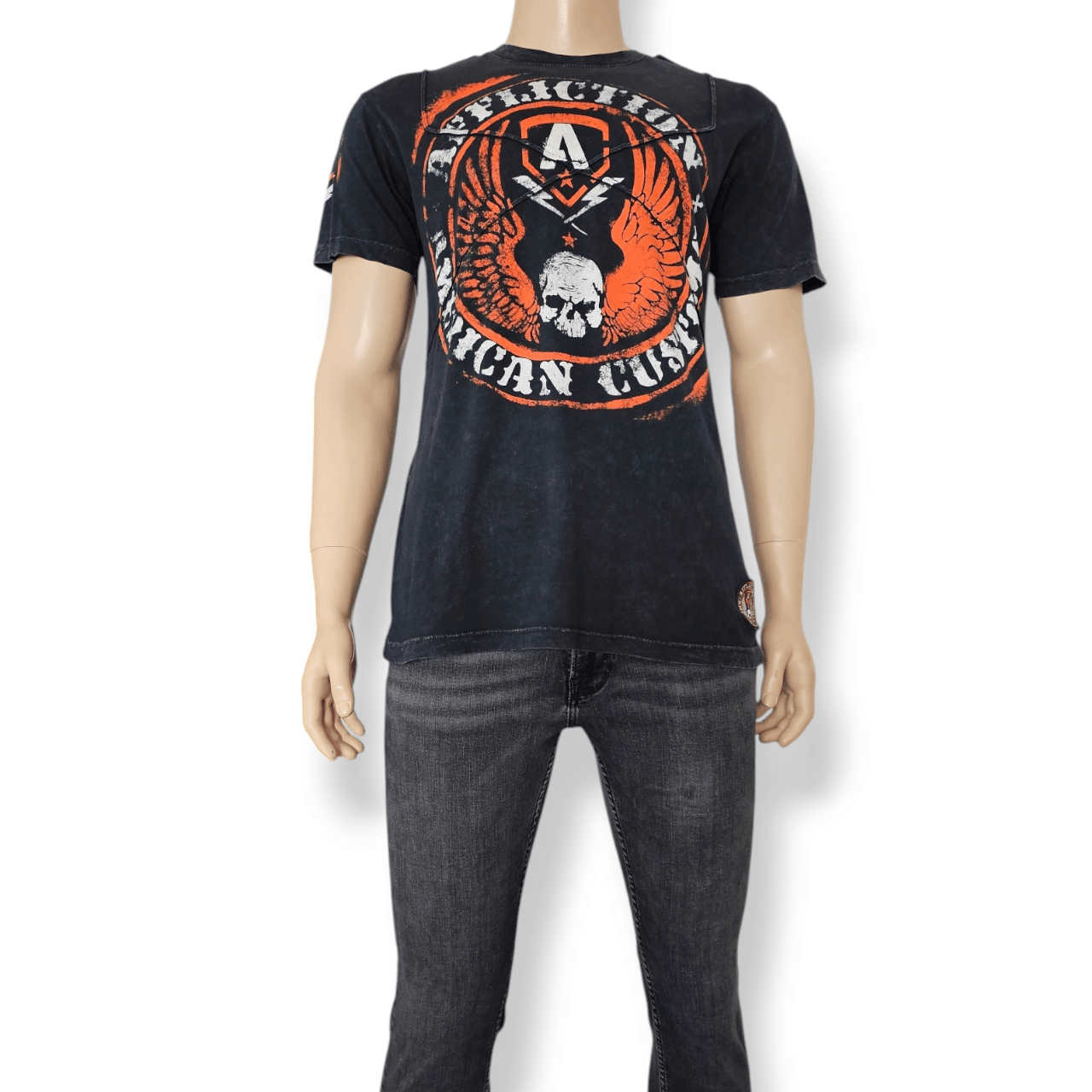Affliction Affliction Acid Wash Black & Orange Graphic Print T-Shirt Size US L / EU 52-54 / 3 - 8 Thumbnail