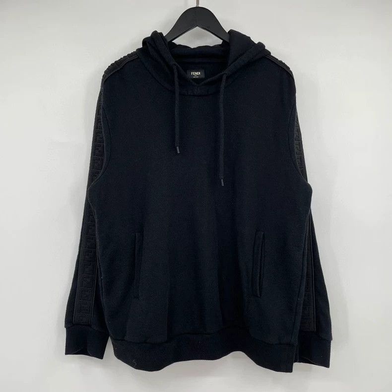 Fendi Fendi Black Side Stripe FF Hoodie XL - dmc Size US XL / EU 56 / 4 - 1 Thumbnail