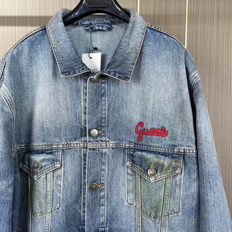 Gucci Gucci Make an old embroidered cat letter denim jacket 2502- Size US L / EU 52-54 / 3 - 3 Thumbnail