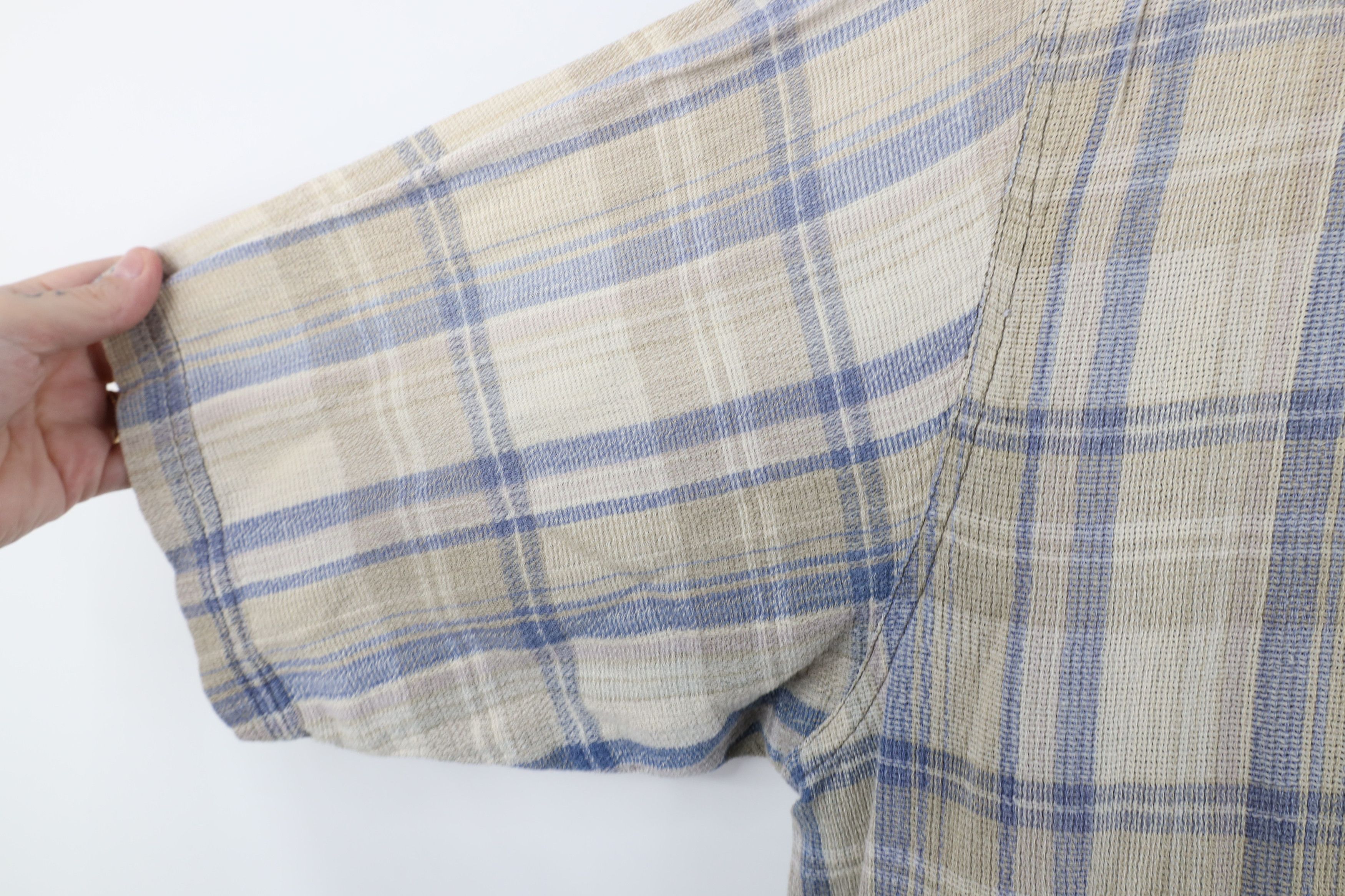 Vintage Vintage 90s Streetwear Cotton Weave Knit Button Shirt Plaid Size US XXL / EU 58 / 5 - 6 Thumbnail