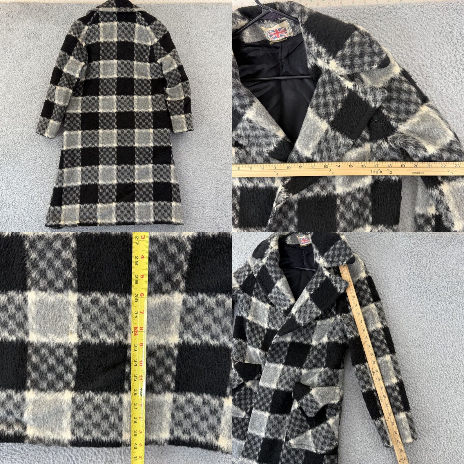 Vintage VINTAGE Rosewin Coat Womens Small Black White Check Mohair Wool 60s England Size S / US 4 / IT 40 - 8 Thumbnail