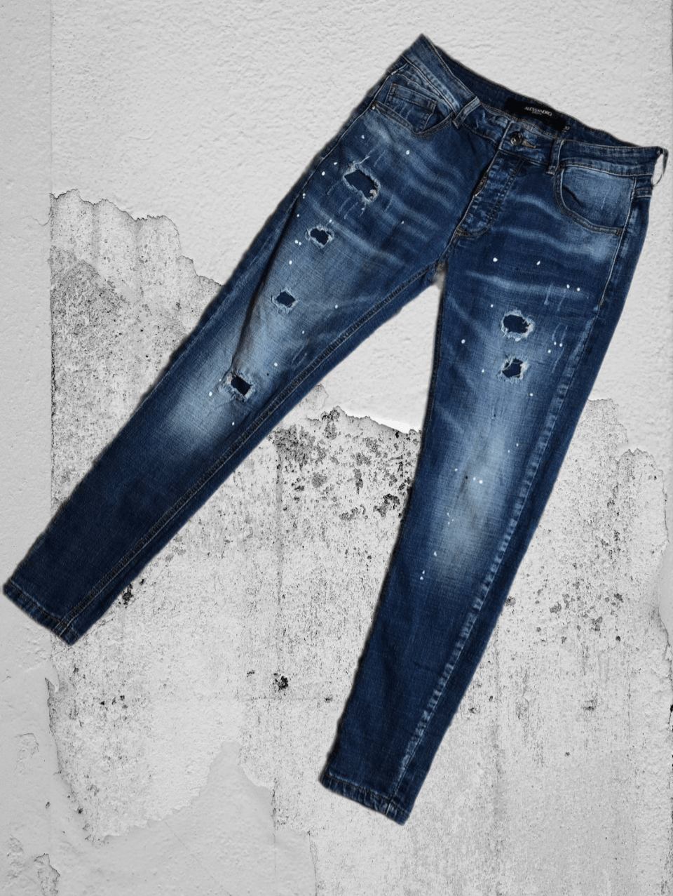 Japanese Brand Dirty Painted Distressed Thrashed Faded Baggy Jeans Y2K Size US 32 / EU 48 - 1 Thumbnail