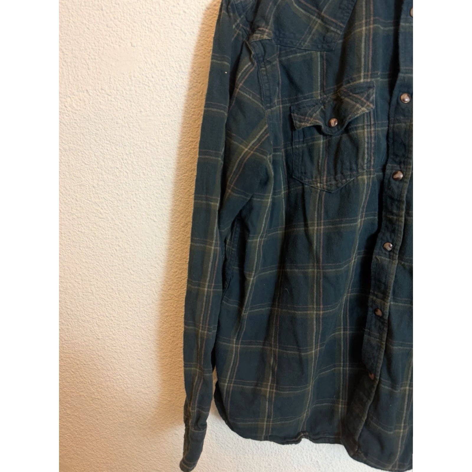 Cody James Cody James Men’s Large Long Sleeve Green Plaid Pearl Snap Flannel Shirt Size US L / EU 52-54 / 3 - 2 Thumbnail