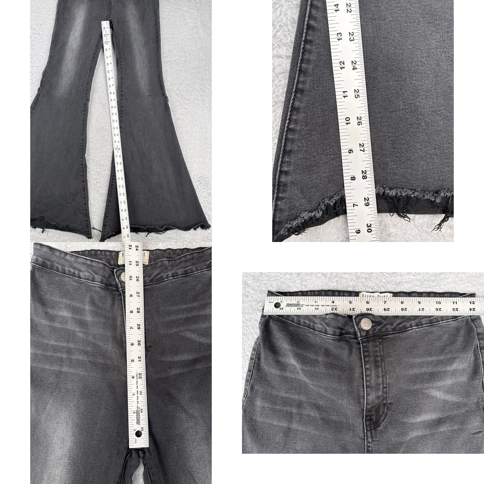 Free People Free People Jeans Women 24 Black Denim Flared High Rise Wide Leg 30 Inseam 24x30 Vintage No Size 42" / US 20 - 8 Thumbnail