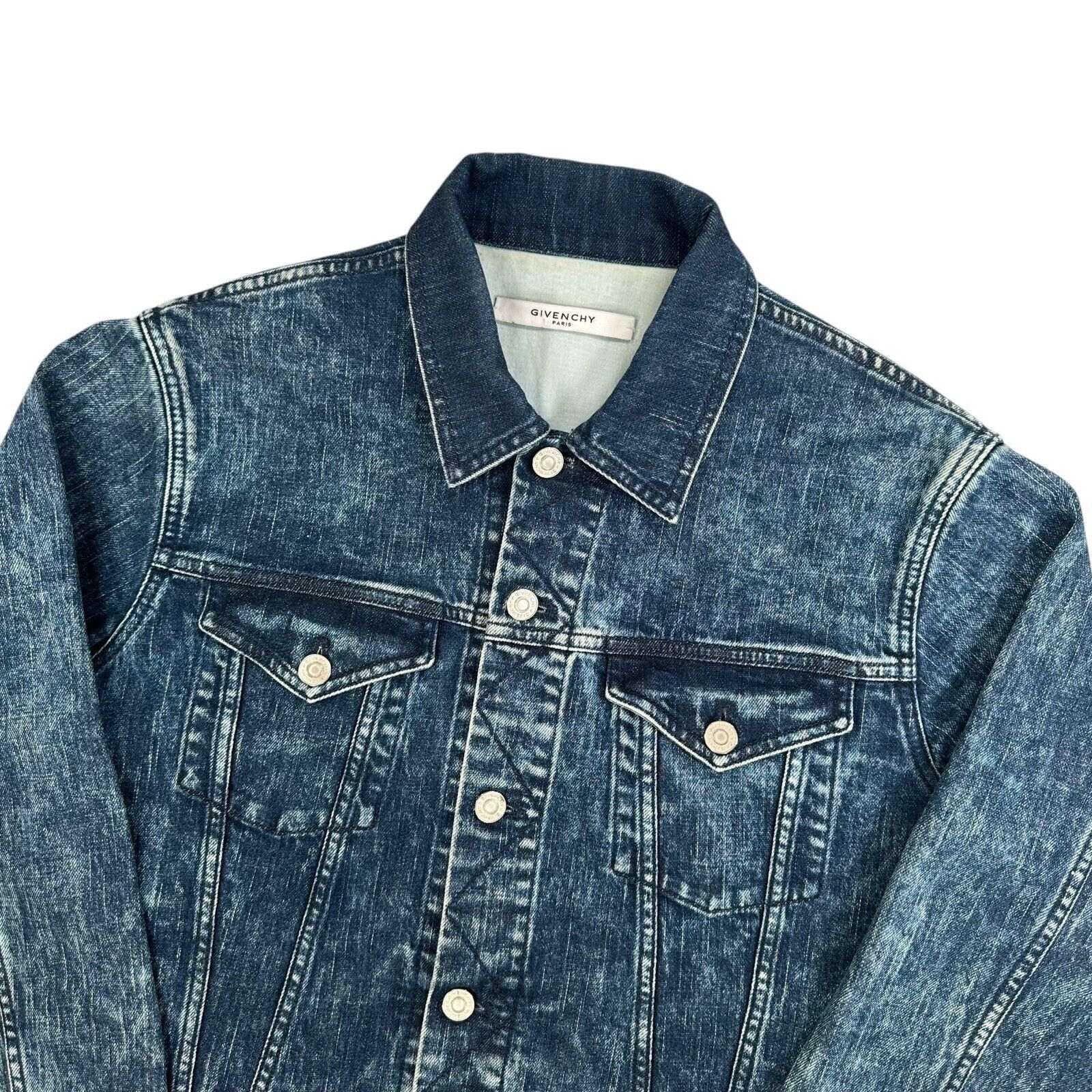 Givenchy Givenchy Size M Denim Jacket Acid Wash Deep Blue Logo Spray Size US S / EU 44-46 / 1 - 7 Thumbnail