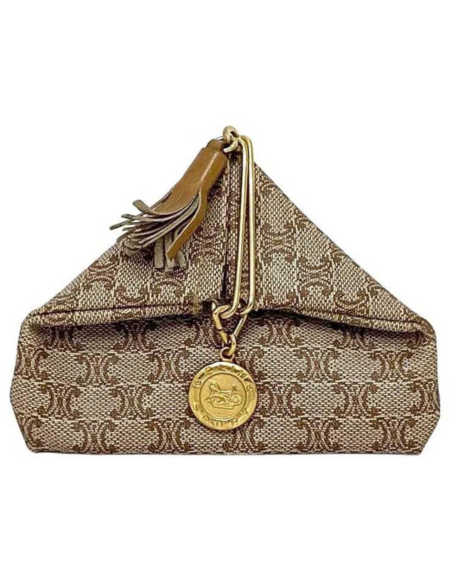 image of Celine Compact Pvc Leather Coin Purse With Contemporary Design in Brown, Women's