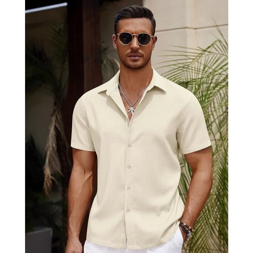 The Unbranded Brand Mens Casual Summer Shirt Button DownCotton Linen SIZE LARGE Size US L / EU 52-54 / 3 - 2 Thumbnail